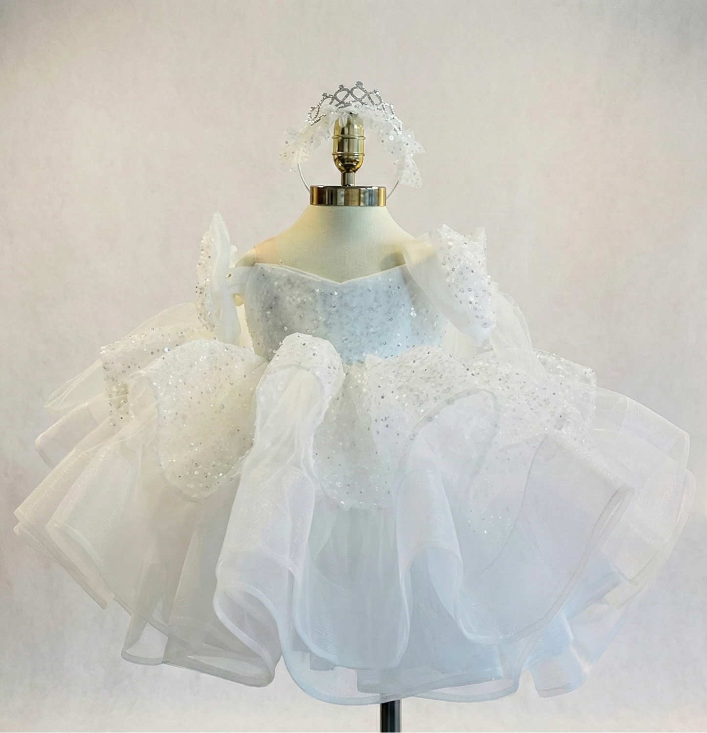 White Sequin Princess Dress | Luxury Party & Birthday Dress